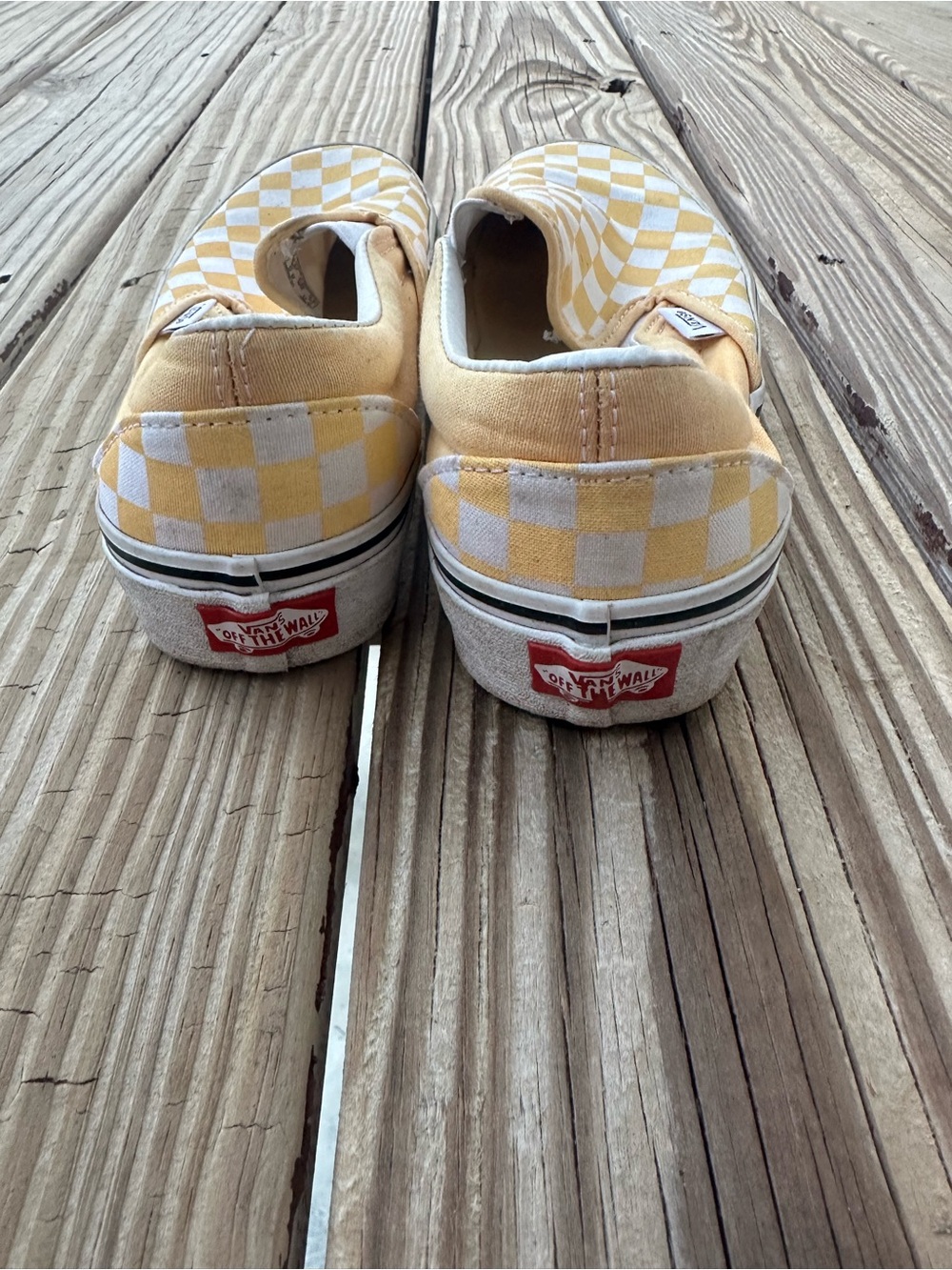 Vans Kids Checkerboard Slip-On Sneakers in Yellow and White - Picture 4 of 5